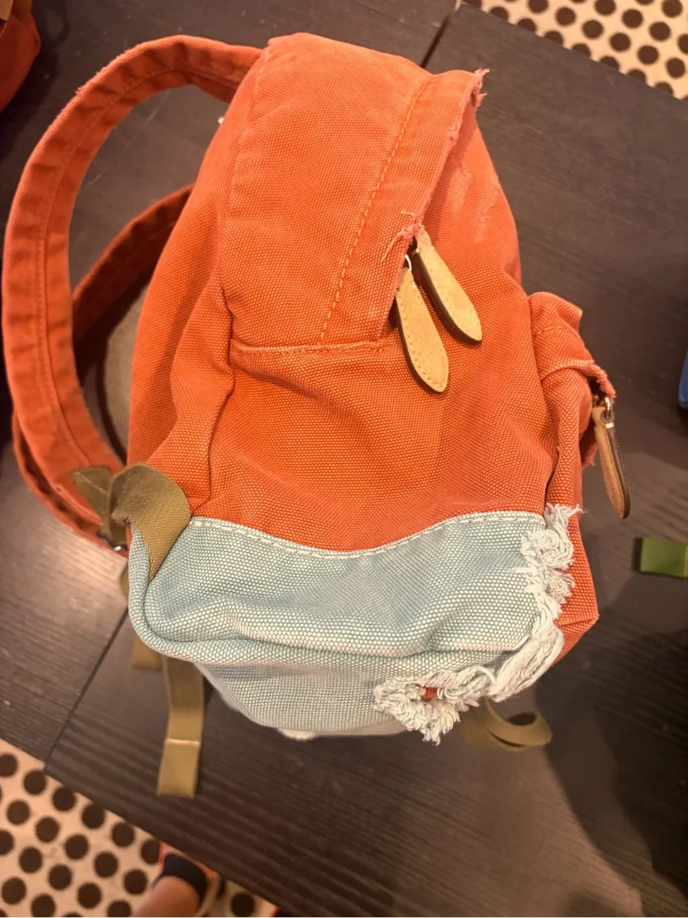 Coach Canvas Backpack with Tan Leather Trim new with tag orange color